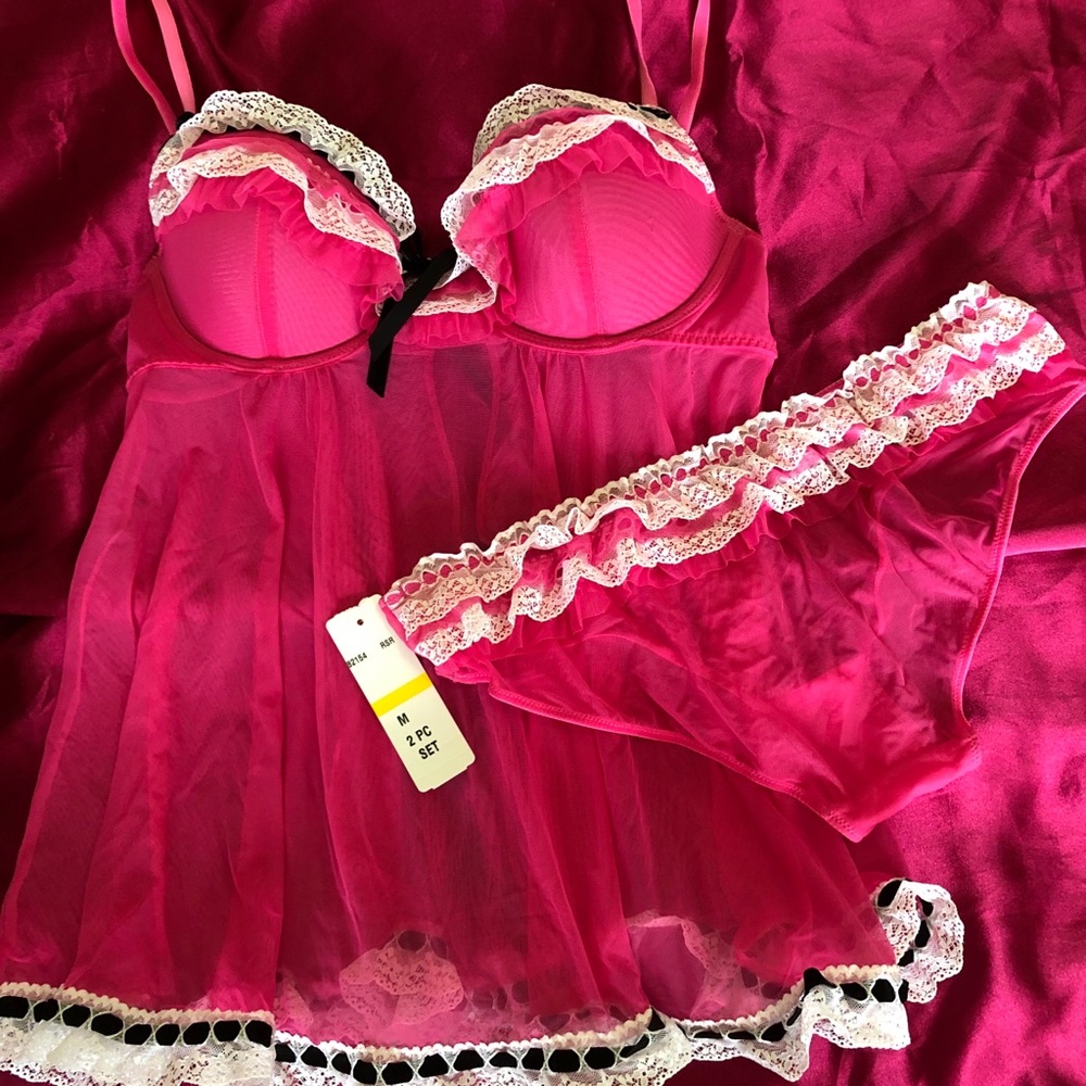 Lingerie Set: Hot Pink & Black